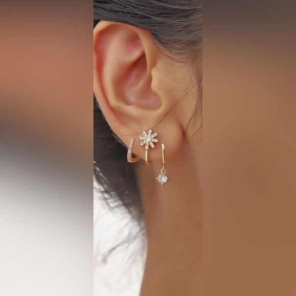 Diamond decor earrings M1073 - Picture 1 of 5